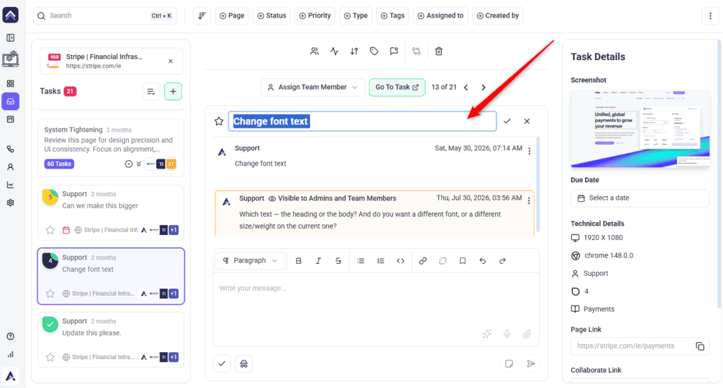 Task title in inline edit mode