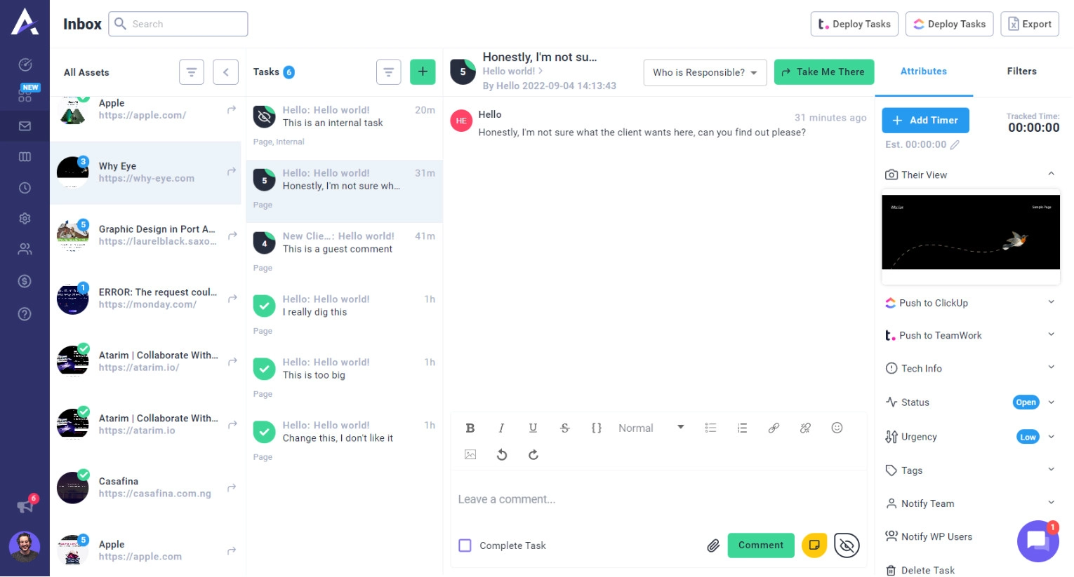 Atarim inbox