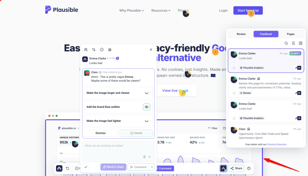 The Add the brand blue outline option previewed live on the dashboard image before the author picks it