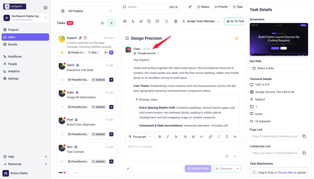 Claro's Strategic Overview in the review task thread