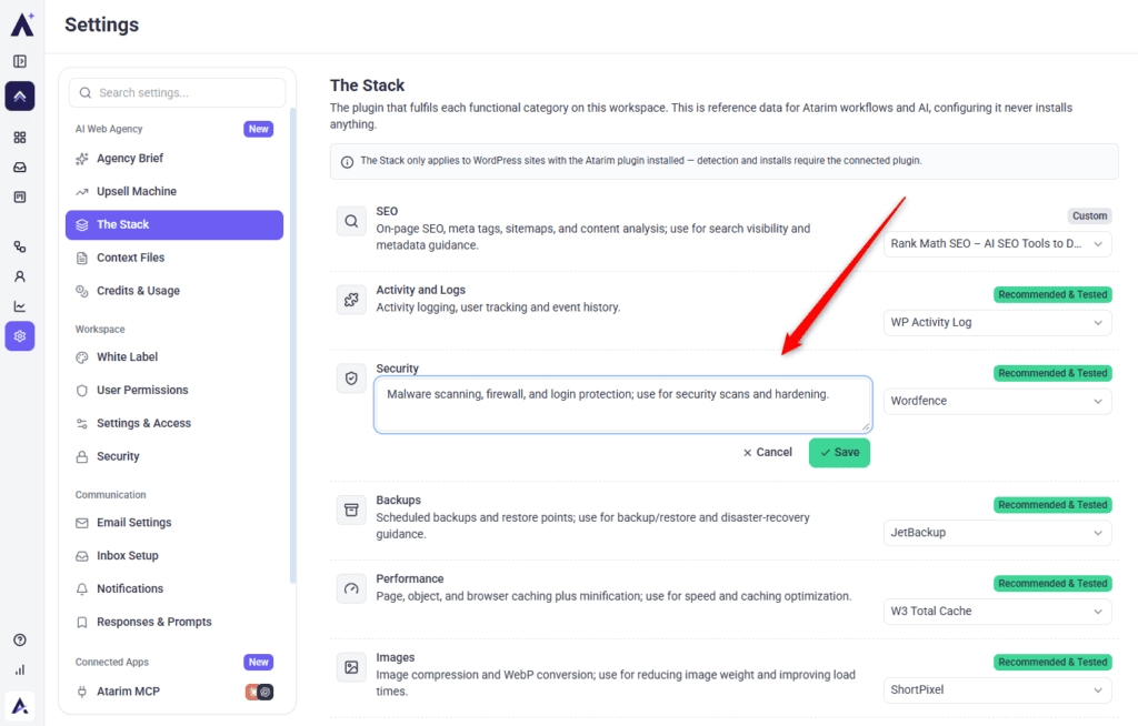 Field describing how the team uses a given plugin