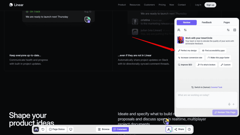 Opening the Review tab in the sidebar