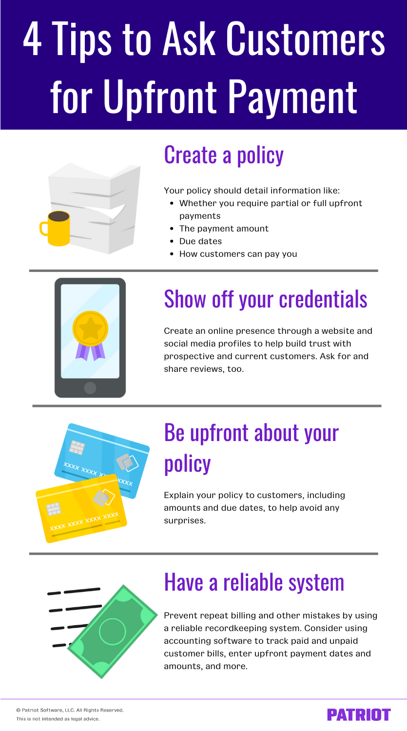 tips to ask customers for upfront payment